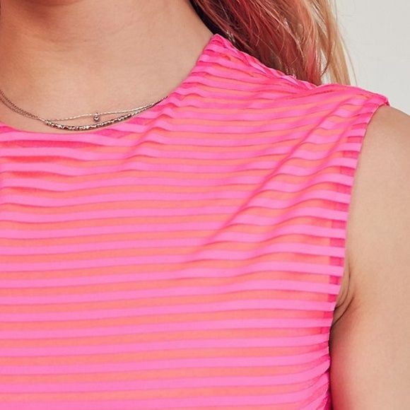 Urban Outfitters Hot Pink Neon Retro Bodycon Mini Dress XS 80s Miami Vice - Picture 2 of 7